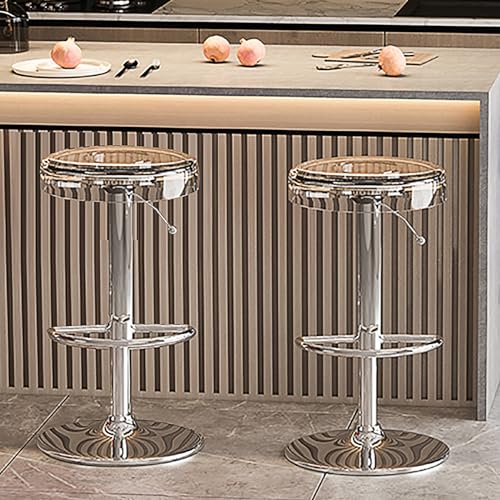Moderne, verstellbare Barhocker mit Drehgelenk, 2er-Set, für Kücheninsel, hohe Thekenhöhe, Barstühle mit armlosem Design (transparent + transparent) von Generisch