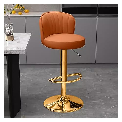 Moderne, verstellbare Barhocker mit Fußstütze und Rückenlehne, PU-Leder-Polsterung, stilvolle goldene Basis, ideal für Kücheninseln, Frühstücksbars, Esszimmer und Hausbars von Generisch