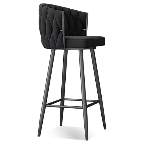 Moderne 360° drehbare Barhocker Set von 1, 2, 3 oder 4 – höhenverstellbar (65 cm oder 74,9 cm) gepolsterte Küchenthekenhocker mit Stahlbeinen & Fußstütze – Barhöhe Drehstühle für Kücheninsel, Bre von Generisch