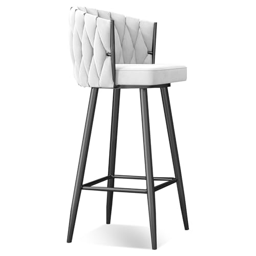 Moderne 360° drehbare Barhocker Set von 1, 2, 3 oder 4 – höhenverstellbar (65 cm oder 74,9 cm) gepolsterte Küchenthekenhocker mit Stahlbeinen & Fußstütze – Barhöhe Drehstühle für Kücheninsel, Bre von Generisch