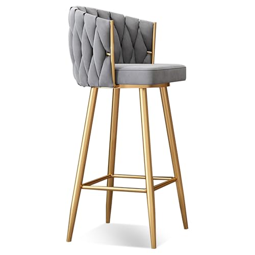 Moderne 360° drehbare Barhocker Set von 1, 2, 3 oder 4 – höhenverstellbar (65 cm oder 74,9 cm) gepolsterte Küchenthekenhocker mit Stahlbeinen & Fußstütze – Barhöhe Drehstühle für Kücheninsel, Bre von Generisch