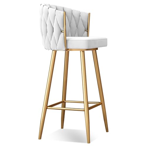 Moderne 360° drehbare Barhocker Set von 1, 2, 3 oder 4 – höhenverstellbar (65 cm oder 74,9 cm) gepolsterte Küchenthekenhocker mit Stahlbeinen & Fußstütze – Barhöhe Drehstühle für Kücheninsel, Bre von Generisch