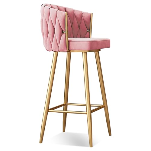 Moderne 360° drehbare Barhocker Set von 1, 2, 3 oder 4 – höhenverstellbar (65 cm oder 74,9 cm) gepolsterte Küchenthekenhocker mit Stahlbeinen & Fußstütze – Barhöhe Drehstühle für Kücheninsel, Bre von Generisch