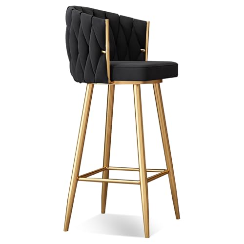 Moderne 360° drehbare Barhocker Set von 1, 2, 3 oder 4 – höhenverstellbar (65 cm oder 74,9 cm) gepolsterte Küchenthekenhocker mit Stahlbeinen & Fußstütze – Barhöhe Drehstühle für Kücheninsel, Bre von Generisch