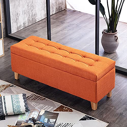 Moderne Aufbewahrungsbank mit Schuhregal Leinen gepolstert Ottomane Fußstütze Hocker für Wohnzimmer & Schlafzimmer Stilvoller Nizer Multifunktionaler Pouf von Generisch