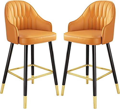 Moderne Barhocker, 2er-Set, Thekenhöhe, Barstühle mit Rückenlehne, Kunstleder, gepolstert, hohe Barhocker für Kücheninsel, 65/75 cm hoch von Generisch