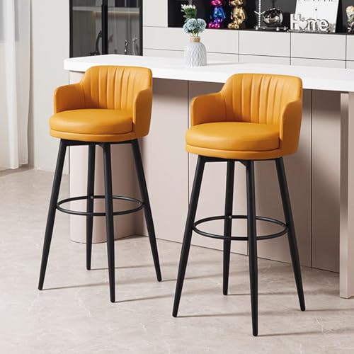 Moderne Barhocker, drehbar, 2er-Set, mit Kunstlederpolsterung, Rückenlehne und Metallbeinen, stilvolle Kücheninselstühle für Zuhause, Bar oder Kneipe Moderne Barhocker, drehbar, 2er-Set, mit Kunstlederpolsterung, Rückenlehne und Metallbeinen, stilvolle Kücheninselstühle für Zuhause, Bar oder Kneipe von Generisch