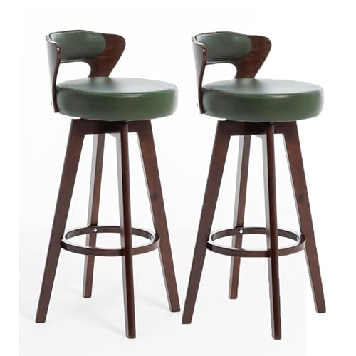 Moderne Barhocker 2er Set mit 360° Drehsitz Holzgestell Küchenstühle für Wohnzimmer Thekenhocker Sitzhöhe 75cm Dunkelgrün von Generisch