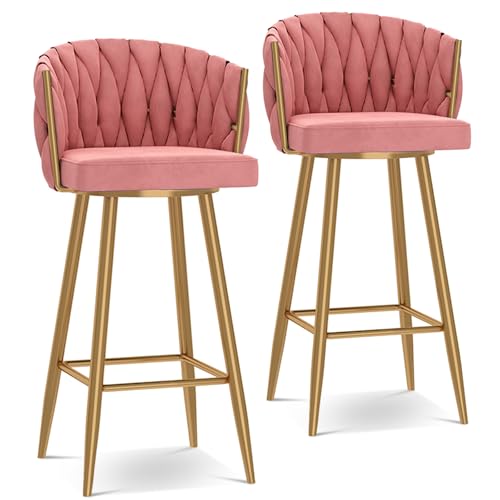 Moderne Barhocker 4er Set mit gewebter Rückenlehne, 360° drehbar, Polstersitzfläche für Küche und Bar, bequeme Fußstütze inklusive Moderne Barhocker 4er Set mit gewebter Rückenlehne, 360° drehbar, Polstersitzfläche für Küche und Bar, bequeme Fußstütze inklusive von Generisch