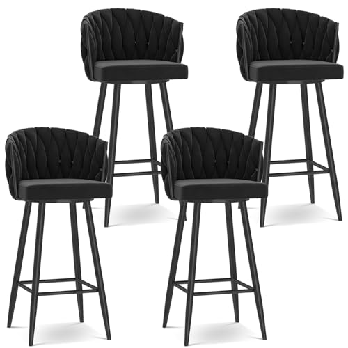 Moderne Barhocker 4er Set mit gewebter Rückenlehne, 360° drehbar, Polstersitzfläche für Küche und Bar, bequeme Fußstütze inklusive Moderne Barhocker 4er Set mit gewebter Rückenlehne, 360° drehbar, Polstersitzfläche für Küche und Bar, bequeme Fußstütze inklusive von Generisch