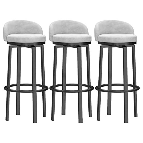 Moderne Barhocker Samt Polsterhocker 3er Set mit Rückenlehne 65cm Sitzhöhe 360° Drehbar Thekenhöhe Barstühle für Kücheninsel Schwarz von Generisch