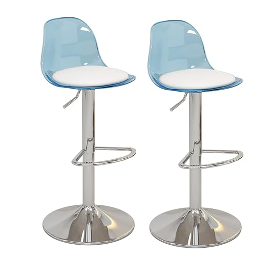 Moderne Barhocker aus Acryl, 2er-Set, verstellbare Drehstühle mit Kunstledersitz und Acryl-Rückenlehne für Küche oder Hausbar, stilvolle blaue Farboption Moderne Barhocker aus Acryl, 2er-Set, verstellbare Drehstühle mit Kunstledersitz und Acryl-Rückenlehne für Küche oder Hausbar, stilvolle blaue Farboption von Generisch
