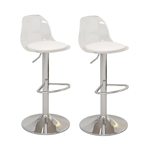 Moderne Barhocker aus Acryl, 2er-Set, verstellbare Drehstühle mit Kunstledersitz und transparenter Acryl-Rückenlehne für Zuhause, Küche, stilvolle Barhocker für moderne Dekoration Moderne Barhocker aus Acryl, 2er-Set, verstellbare Drehstühle mit Kunstledersitz und transparenter Acryl-Rückenlehne für Zuhause, Küche, stilvolle Barhocker für moderne Dekoration von Generisch