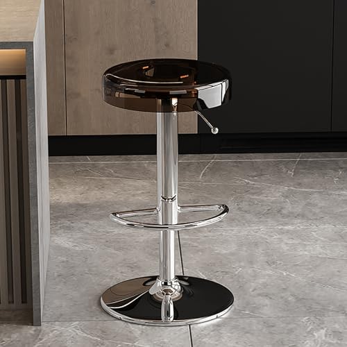Moderne Barhocker aus Acryl mit verstellbarer Drehtischhöhe, Barhocker für Küche und Bar, Braun mit silberfarbener Hebestange von Generisch