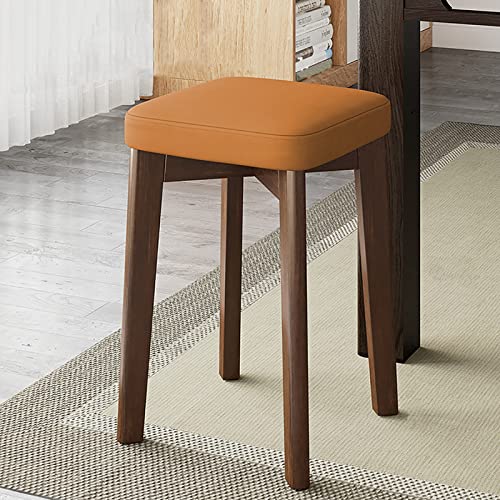 Moderne Barhocker aus Holz mit weichem Kissen, 2er-Set, kleine Küchenhocker für Esszimmer oder Schminktisch, stapelbar und bequem, Thekenhöhe (Orange, 30,5 x 30,5 x 45,7 cm) von Generisch