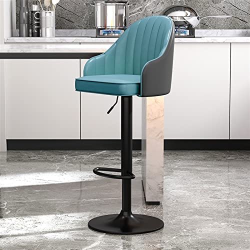 Moderne Barhocker aus Leder, drehbar, 2er-Set, mit verstellbarer Höhe und Rückenstütze mit schwarzen Metallbeinen, perfekt für Zuhause, Bars, Bistros und Restaurants. von Generisch
