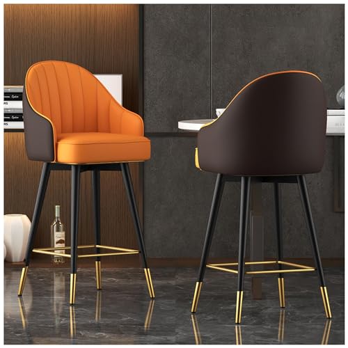 Moderne Barhocker aus Leder mit Rückenlehne und Fußstütze, perfekt für Kücheninsel und Esszimmer, Thekenhöhe, Barstühle für Kaffee und Frühstücksbereich, 2er-Set Moderne Barhocker aus Leder mit Rückenlehne und Fußstütze, perfekt für Kücheninsel und Esszimmer, Thekenhöhe, Barstühle für Kaffee und Frühstücksbereich, 2er-Set von Generisch