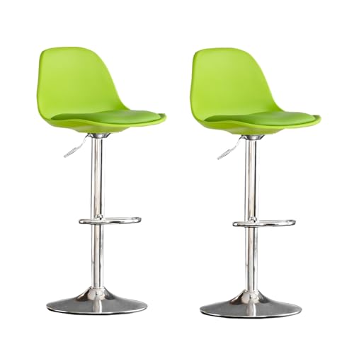 Moderne Barhocker aus PU-Leder mit verstellbarer Höhe und Rückenlehne für Kücheninsel, 2er-Set (grün) von Generisch