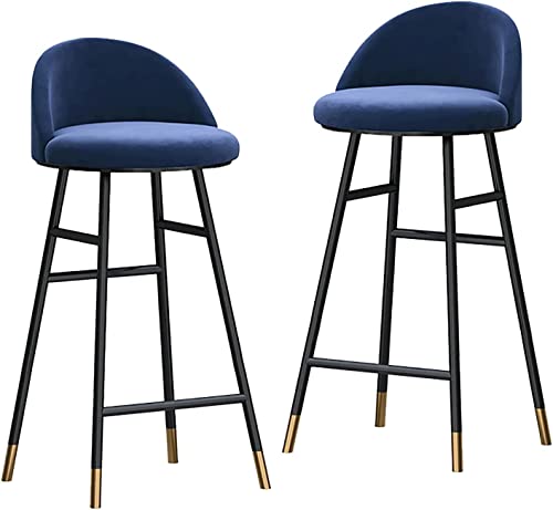 Moderne Barhocker aus Samt, 2er-Set, bequeme Hochstühle mit Rückenlehne und Fußstütze für die Küchentheke, schwarze Metallbeine, stilvolle und stabile Sitzmöglichkeit für Frühstücksbar oder Home Pub Moderne Barhocker aus Samt, 2er-Set, bequeme Hochstühle mit Rückenlehne und Fußstütze für die Küchentheke, schwarze Metallbeine, stilvolle und stabile Sitzmöglichkeit für Frühstücksbar oder Home Pub von Generisch