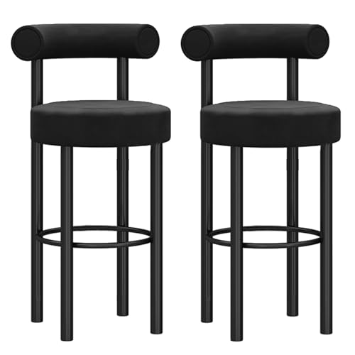 Moderne Barhocker aus Samt, 2er-Set, mit Fußstütze, Thekenhöhe, Barstühle für Küche, Insel, Frühstück, Theke, Kneipe, Bar, stilvolle und bequeme Sitzmöglichkeit von Generisch