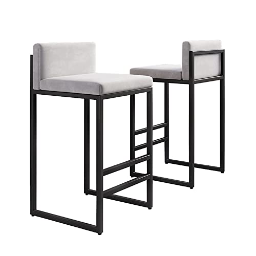 Moderne Barhocker aus Samt, 2er-Set, mit Rückenlehne, hohen Sitzen und stilvollem Design, ideal für Kücheninseln, Hausbar oder Frühstückstheke, bequeme Sitzhöhe, 75 cm, Weiß von Generisch