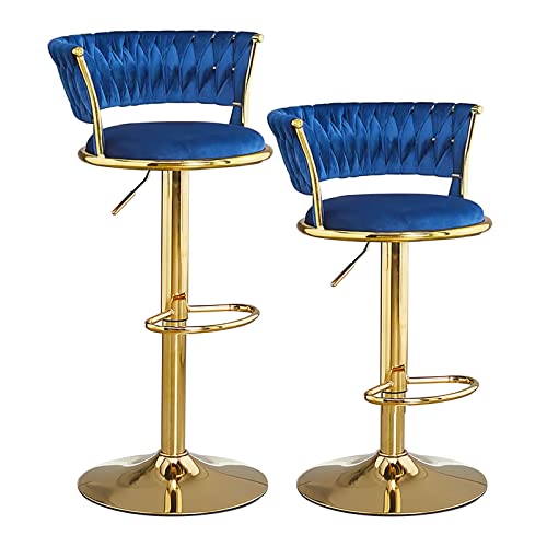 Moderne Barhocker aus Samt, 2er-Set, mit Rückenlehne, verstellbare Drehstühle für Kücheninsel/Hausbar, bequeme hohe Hocker für Frühstücksbar von Generisch