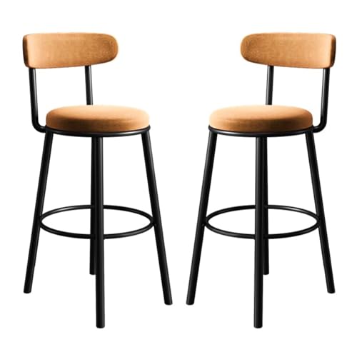 Moderne Barhocker aus Samt, 2er-Set, mit Rückenlehne und Metallbeinen, stilvolle gepolsterte Thekenhöhe, Stühle für Kücheninsel, bequeme Barhocker für Zuhause, Bar oder Essbereich von Generisch