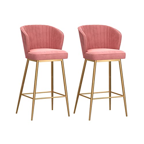 Moderne Barhocker aus Samt, 2er-Set, stilvoller goldfarbener Metallrahmen, Thekenhöhe Stühle mit Rückenlehne für Küche, Insel, Esszimmer Moderne Barhocker aus Samt, 2er-Set, stilvoller goldfarbener Metallrahmen, Thekenhöhe Stühle mit Rückenlehne für Küche, Insel, Esszimmer von Generisch