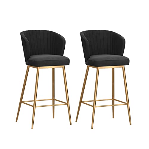 Moderne Barhocker aus Samt, 2er-Set, stilvoller goldfarbener Metallrahmen, Thekenhöhe Stühle mit Rückenlehne für Küche, Insel, Esszimmer Moderne Barhocker aus Samt, 2er-Set, stilvoller goldfarbener Metallrahmen, Thekenhöhe Stühle mit Rückenlehne für Küche, Insel, Esszimmer von Generisch