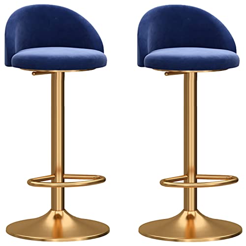 Moderne Barhocker aus Samt, 2er-Set, verstellbare Drehstühle mit gebogener Rückenlehne und goldfarbener Fußstütze für Frühstück, Küche, grünes Dekor von Generisch