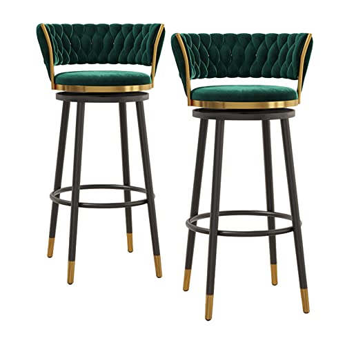 Moderne Barhocker aus Samt, drehbar, Thekenhöhe, 2er-Set, mit niedriger Rückenlehne, Fußstütze und gepolstertem Sitz, stilvolle Kücheninselstühle für Zuhause oder Bar Moderne Barhocker aus Samt, drehbar, Thekenhöhe, 2er-Set, mit niedriger Rückenlehne, Fußstütze und gepolstertem Sitz, stilvolle Kücheninselstühle für Zuhause oder Bar von Generisch
