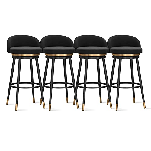 Moderne Barhocker aus Samt – 4 Stück gepolsterte 360°-Drehstühle mit Rückenlehne für Kücheninsel und Frühstücksbar, stilvolle Barhocker für Restaurant und Zuhause von Generisch
