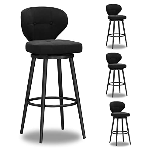 Moderne Barhocker aus Samt 4er Set, Thekenhöhe mit Rückenlehne und Metallbeinen, Drehstuhl Esszimmerstühle mit Fußstütze für Kücheninsel und Esszimmer Moderne Barhocker aus Samt 4er Set, Thekenhöhe mit Rückenlehne und Metallbeinen, Drehstuhl Esszimmerstühle mit Fußstütze für Kücheninsel und Esszimmer von Generisch