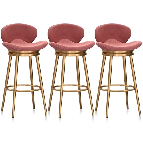 Moderne Barhocker aus Samt – gepolstertes Thekenhocker-Set mit Metallrahmen für Kücheninsel oder Kneipe von Generisch