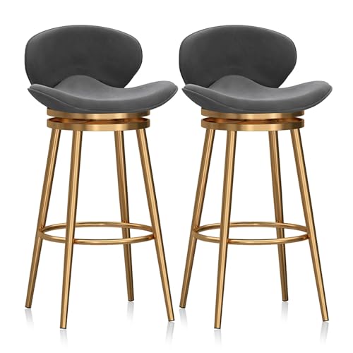 Moderne Barhocker aus Samt – gepolstertes Thekenhocker-Set mit Metallrahmen für Kücheninsel oder Kneipe von Generisch