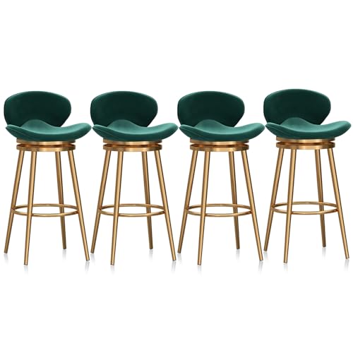Moderne Barhocker aus Samt – gepolstertes Thekenhocker-Set mit Metallrahmen für Kücheninsel oder Kneipe von Generisch