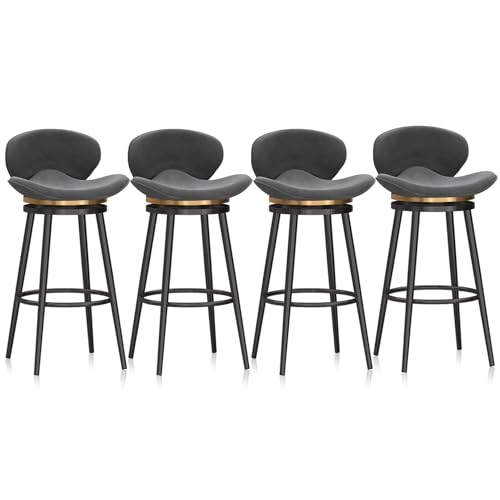 Moderne Barhocker aus Samt – gepolstertes Thekenhocker-Set mit Metallrahmen für Kücheninsel oder Kneipe von Generisch