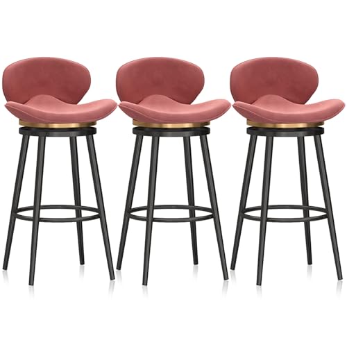 Moderne Barhocker aus Samt – gepolstertes Thekenhocker-Set mit Metallrahmen für Kücheninsel oder Kneipe von Generisch