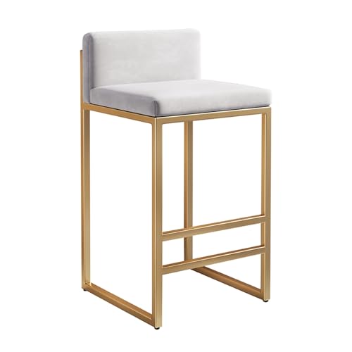 Moderne Barhocker aus Samt mit Rückenlehne und Metallbeinen, armlose Thekenhöhe Hocker für Kücheninsel von Generisch
