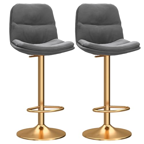 Moderne Barhocker aus Samt mit Rückenlehne und armlosem Design, goldfarbene Metallbeine für Kücheninsel, 2 Stück Moderne Barhocker aus Samt mit Rückenlehne und armlosem Design, goldfarbene Metallbeine für Kücheninsel, 2 Stück von Generisch