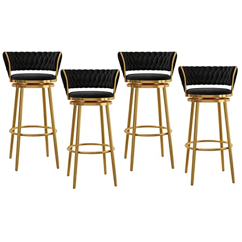 Moderne Barhocker aus Samt mit gewebter Rückenlehne, 2er-Set, stilvolle Kneipenstühle für Zuhause, Küche, Bar, bequemer Sitz mit Fußstütze, Schwarz Moderne Barhocker aus Samt mit gewebter Rückenlehne, 2er-Set, stilvolle Kneipenstühle für Zuhause, Küche, Bar, bequemer Sitz mit Fußstütze, Schwarz von Generisch