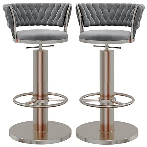 Moderne Barhocker aus grauem Samt mit runder silberfarbener Fußstütze, höhenverstellbar, Kücheninsel, Esszimmerstühle, 2er-Set, hergestellt in China Moderne Barhocker aus grauem Samt mit runder silberfarbener Fußstütze, höhenverstellbar, Kücheninsel, Esszimmerstühle, 2er-Set, hergestellt in China von Generisch