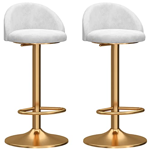 Moderne Barhocker aus grünem Samt, drehbar, 2er-Set, mit verstellbarer Höhe, gebogener Rückenlehne, goldfarbener Basis und Fußstütze, stilvolle Küchen- und Frühstücksbarhocker von Generisch