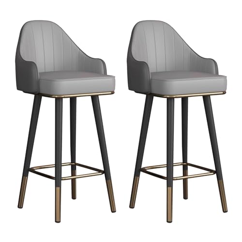 Moderne Barhocker mit Drehgelenk, 2er-Set, Kunstleder, Thekenhöhe Barhocker mit Rückenlehne, stilvolle Barstühle für Hausbar oder Kücheninsel von Generisch