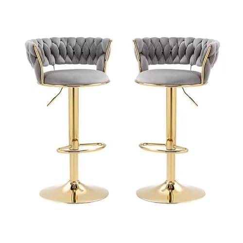 Moderne Barhocker mit Drehgelenk, 2er-Set, höhenverstellbar, gewebte Barstühle mit Rückenlehnen, für Zuhause, Bar oder Esszimmer, graue Thekenhöhe, Küchenhocker von Generisch