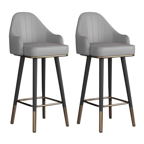 Moderne Barhocker mit Drehgelenk, 2er-Set, stilvolle Barhocker aus PU-Leder, Thekenhöhe mit Rückenlehne, ideal für Zuhause, Bar oder Esszimmer, bequeme Kücheninselstühle von Generisch