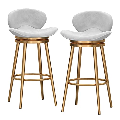 Moderne Barhocker mit Drehgelenk, Barhocker mit Rückenlehne, Barhocker aus Samt mit Metall-Fußstütze, Thekenhocker für Kücheninsel/Hausbar/Pub, Sitzhöhe 65 cm, Weiß Moderne Barhocker mit Drehgelenk, Barhocker mit Rückenlehne, Barhocker aus Samt mit Metall-Fußstütze, Thekenhocker für Kücheninsel/Hausbar/Pub, Sitzhöhe 65 cm, Weiß von Generisch