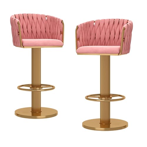 Moderne Barhocker mit Drehgelenk, Samt, 2er-Set, Thekenhöhe, gewebte Barhocker mit Rückenlehnen, höhenverstellbar, Küchenbarstühle für Zuhause, Bar, Insel, stilvolle und bequeme Sitzmöbel von Generisch