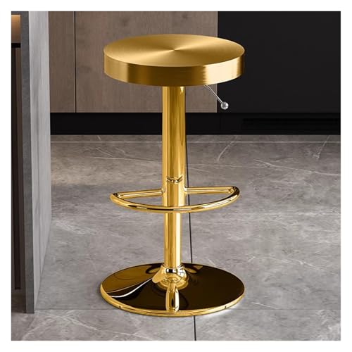 Moderne Barhocker mit Drehgelenk – armlose rückenfreie Thekenhöhe Stühle mit stabilem Metallrahmen – verstellbare Kücheninsel-Sitzgelegenheit (Gold, 1 Stück) von Generisch