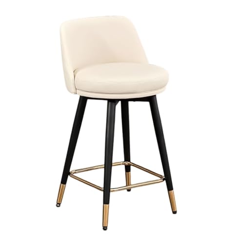 Moderne Barhocker mit Drehgelenk für Frühstück, hohe Kunstleder-Barstühle mit Rückenlehne, Metall-Fußstütze, moderne Thekenhocker, Beige, Bar-Sitzgelegenheit Moderne Barhocker mit Drehgelenk für Frühstück, hohe Kunstleder-Barstühle mit Rückenlehne, Metall-Fußstütze, moderne Thekenhocker, Beige, Bar-Sitzgelegenheit von Generisch